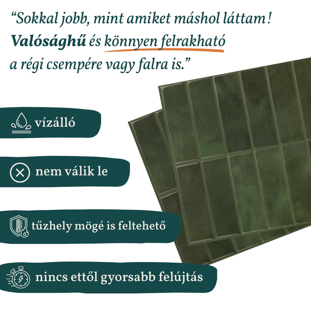 Stick&Done Falburkolat Bali Green - 10db - 30x30cm